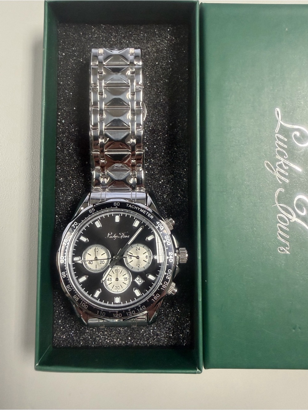 Lucky Fours Chronometer Silver Obsidian Men’s Watch